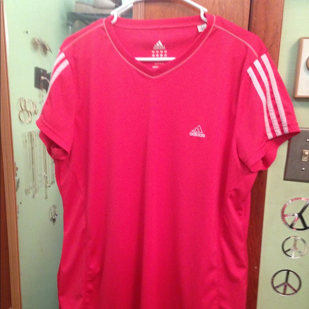 Adidas bright pink t shirt
